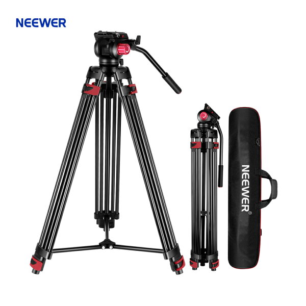 NEEWER 200cmビデオ三脚 360°流体ドラッグヘッド付き 耐荷重 アルミニウム合金 カメラ三脚スタンド QRプレート Canon Nikon Sonyおよびその他のDSLRカメラカムコーダーに対応 最大負荷8kg