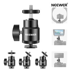 NEEWER 1/4"カメラホットシューマウント 追加の1/4"ネジ4パック、ミニボールヘッドコールドシューマウントアダプター付き カメラ、カムコーダー、スマートフォン、ビデオライト、マイク、リングライトに対応 - ST36
