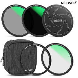NEEWER 5個入り 磁気レンズフィルターセット、ND1000 + MCUV + CPL+アダプターリング+キャップ+収納袋　42層コーティング/超薄型フレーム/キズ防止/HD光学ガラス