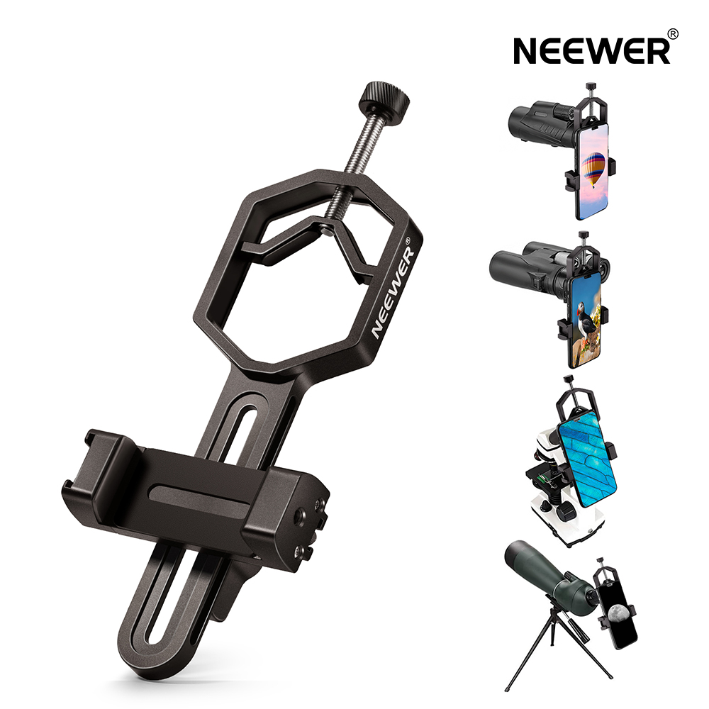Neewer 望遠鏡 双眼鏡用スマホホルダー マウントアダプター レンズ直径26-52mm、電話ボルダー5.3-9cm 調整可能、 iPhone Androidスマホに対応