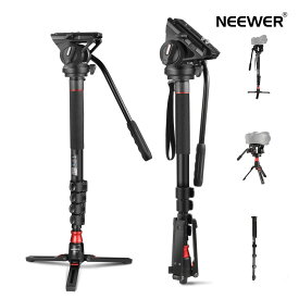 NEEWER 179cmカメラ一脚 ビデオカメラ一脚 ミニ三脚/フルード雲台/収納バッグ付き 自立 伸縮自在 ポータブル アルミ合金一脚 DSLRカメラ/ビデオカメラ用 最大荷重6Kg GM76