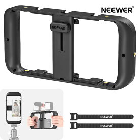 【P5倍UP中!】NEEWER スマートフォンビデオリグ スマホ用スタビライザーグリップ ネックストラップ付きオプション Vloggingケージ コールドシュー三脚マウント付き スマホリグ 映画制作 YouTubeビデオに適用 iPhone Samsung Pixelなどに対応 A104