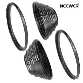 【P20倍+20%引クーポン ★ランキング1位入賞】NEEWER 18枚金属製カメラ用レンズフィルターリングアダプターセット 9枚ステップアップリングセット、9枚ステップダウンリングセット Canon Nikon Sony Olympus DSLRカメラに対応 黒
