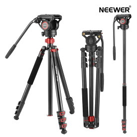 【★楽天1位獲得！】NEEWER 181CMビデオ三脚一脚 カメラ 三脚 フルード雲台付き アルミ合金製 QRプレート DJI RSジンバルに対応 360°パン&+90°/-70°チルト DSLRカメラ ビデオカメラ用 最大荷重8kg TP72A