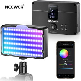 NEEWER 新版RGB176-A1 LEDビデオライト オンボード操作 3200mAh充電式バッテリー内蔵 アプリ制御 17種類シーン CRI97+ 2500K-10000K 10W ポータブルオンカメラライト 写真/Vlog/TikTokに適用