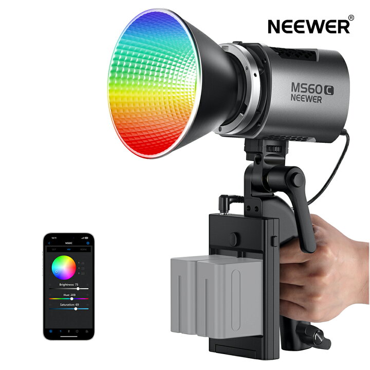 楽天市場】【P10倍+10%OFFクーポン】NEEWER MS60C RGBWW LEDビデオ 
