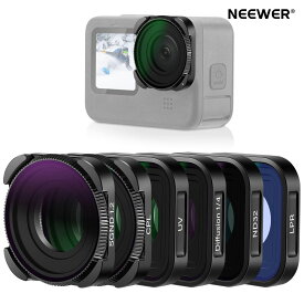 NEEWER 効果フィルターセット GoPro Hero 12 Hero 11 Hero 10 Black Hero 9に対応 6パック (HD UV/CPL/ND32/SGND1.2/自然夜景フィルター/ブラック拡散1/4 フィルター) アクションカメラアクセサリー レンズフィルターセット