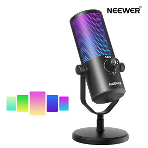 NEEWER USB�Q�[�~���O�}�C�N RGB���C�g���ʕt�� �v���O&�v���C �����N���b�N�~���[�g&�Q�C�� PC Mac PS4 PS5�p �J�[�f�B�I�C�h�R���f���T�[�}�C�N Twitch�X�g���[�~���O �Q�[���|�b�h�L���X�g �I����