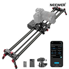 【P10倍+10%引クーポン ★楽天1位獲得！】NEEWER 120cm電動カメラスライダー 2.4Gリモート アプリコントロール カーボンファイバードリーレール スライダー ビデオモード/タイムラプス/水平/トラッキング/120°パノラマ撮影に適用 (ER1-120)
