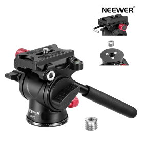 NEEWER ビデオ雲台 フルード雲台 三脚用流体ヘッド ハンドル＆Arcaタイプクイックリリース アルミ合金製 パノラマドラッグパンチルトヘッド Φ43mmスケールベース付き 小型ビデオカメラ DSLRカメラ用 最大荷重3kg GM23