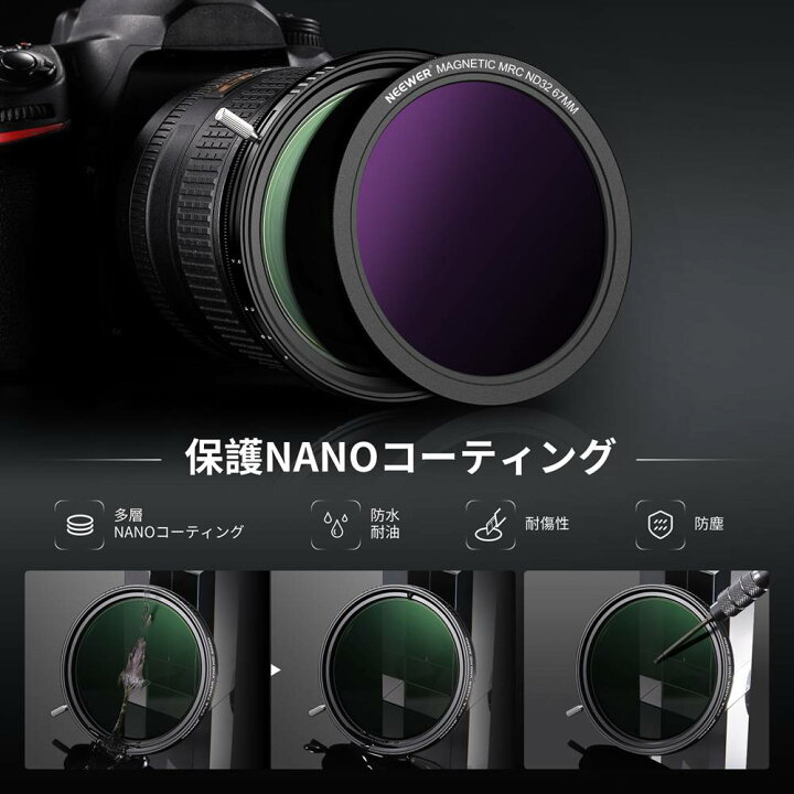 楽天市場】NEEWER 多機能マグネット NDフィルターセット (1-9ストップ 