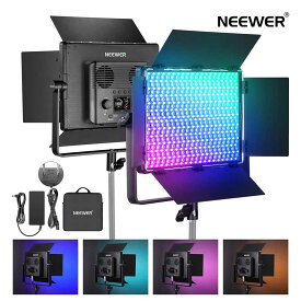 NEEWER PL60C RGB LEDビデオライトパネル APP/2.4G/DMX制御 60W 23000Lux/0.5m 2500K-10000K RGBCW プロ写真スタジオ照明/18 シーン/V バッテリー付き 屋外/撮影/記録/生放送用