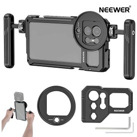 NEEWER スマホケージ ビデオリグキット Samsung S23 Ultraに対応 デュアルサイドハンドル 67mmレンズフィルター/17mm＆Mマウントレンズバックプレート/フォンスタビライザー付き 全金属製 スマホスタビライザー 映画制作ビデオ録画用 PA021+PA033