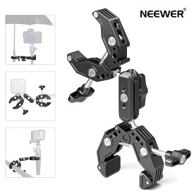 【★楽天1位獲得！】NEEWER ダブルスーパークランプカメラマウント マジックアーム コールドシューズ デスクLEDスタジオライトスタンドホルダー 写真リフレクター/旗/クロスバー/オートバイ/自転車など撮影アクセサリー用 SmallRig GoPro DJI用 UA036