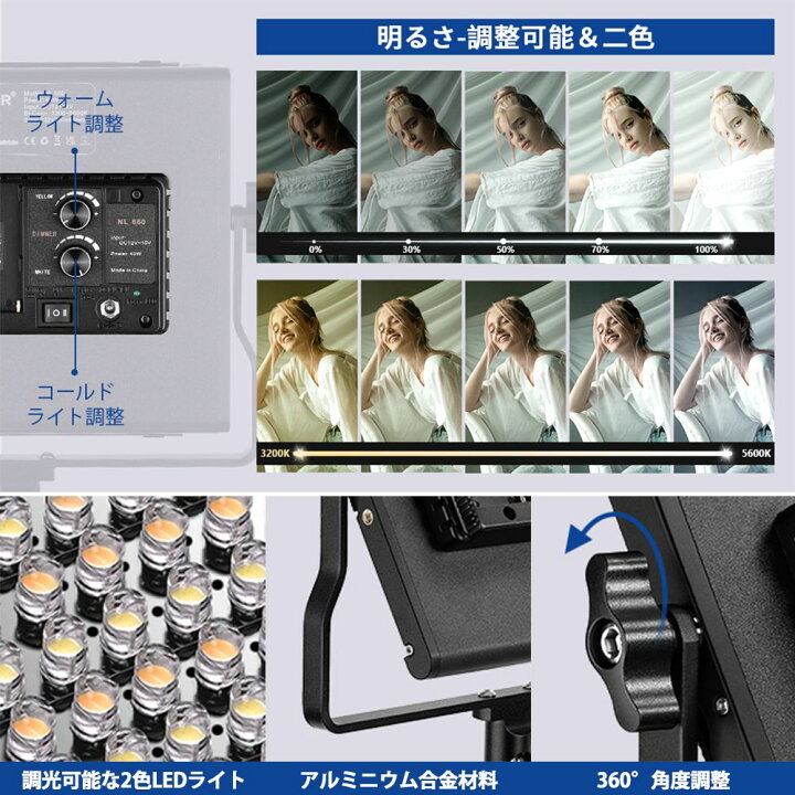 楽天市場】【P10倍+10%OFFクーポン】NEEWER 二色660 LEDビデオライト 