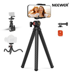 【P10倍+10%引クーポン】NEEWER フレキシブル三脚 くねくね三脚 スマホ三脚ホルダー ミニカメラ三脚 リモコン/アクションカメラマウント/コールドシュー付き電話ホルダー Vlog携帯三脚 iPhone三脚 GoProHero 13 12 11 10 9 Canon Nikon Sony カメラに対応 TP34