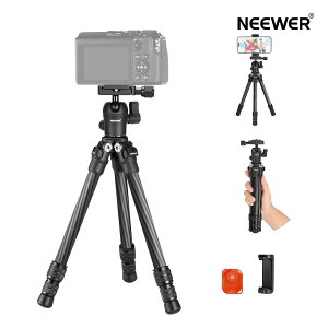 NEEWER 50cm 卓上ミニ三脚 ボールヘッド/スマホホルダー/リモコン/1/4"ネジ付き カーボン製 軽量 コンパクト カメラ三脚 旅行用三脚 トラベル三脚 自撮り棒 DSLRカメラ/スマホ/アクションカメラ用