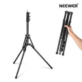 NEEWER ライトスタンド 178cm トラベル三脚 撮影ライトスタンド 全金属製 耐荷重 折りたたみ式 180°逆折りレッグ/バッグ/1/4"&5/8"ネジ付き スピードライト/ストロボ/リングライト/ソフトボックス用 屋内屋外撮影用 ST178B ブラック