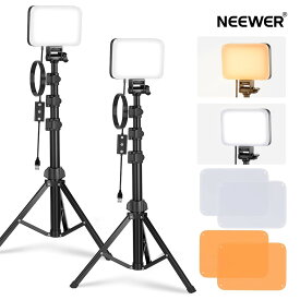 【P10倍+10%引クーポン】NEEWER BASICS LEDビデオライト 撮影ライト パネルライト 2セット バイカラー 調光可能 ポータブル スタンドとフィルター付き 3200K~5600K CRI 95 750lux 撮影ライト 女優ライト 撮影照明 スタジオライト 写真撮影/ビデオ録画/生放送用 BP66