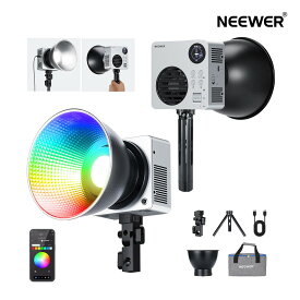 【P10倍UP中!】NEEWER LEDビデオライト 撮影ライト HB80C RGBWW 80W 72Whバッテリー付き 100W PD急速充電 RGB COBライト 連続照明 撮影照明 2500K-7500K 10400l/m 18シーン スタジオライト 定常光ライト 手持ちスポットライト Bowensマウント スタジオ/写真撮影用