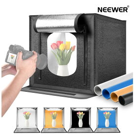 【P10倍UP中!】NEEWER 50W 撮影ボックス 60x60cm ライトテント 撮影ブース アップグレード 160個LED 5600K 5200lx/0.5m 4色背景布(橙/灰/黒/白) グレアフリー 卓上ライトボックス 調光可能 ポータブル 折り畳み 写真スタジオ ジュエリー撮影/小物撮影 LP60