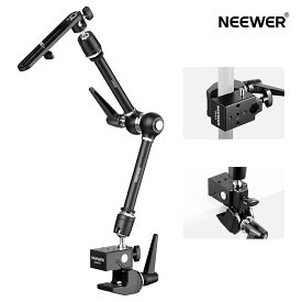 NEEWER 53cm マジックアームカメラマウント スーパークランプ オーバーヘッドデスクマウント 360°デュアルボールヘッド 1/4"3/8"5/8"ネジアダプター 俯瞰撮影 関節式マジックアーム 蟹バサミクランプ PA073 PA074/カメラ/モニター用 UA018