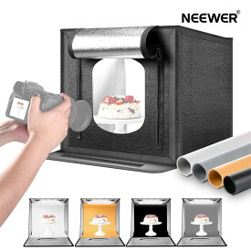 【P10倍UP中! ★楽天1位獲得！】NEEWER 50W 撮影ボックス 50x50cm ライトテント 撮影ブース アップグレード 192個LED 5600K 5310lx/0.5m 4色背景布(橙/灰/黒/白) グレアフリー 卓上ライトボックス 調光可能 ポータブル 折り畳み 写真スタジオ 小物撮影 LP50
