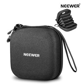 【P10倍+5%OFF券】NEEWER 11x11cm フィルターケース フィルターポーチ 6枚用 フィルター径86mmまで対応 円形フィルターケース ハードシェル 拡張仕切り/リストストラップ/カラビナ付き 防水 耐衝撃 防塵 PB12