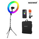 NEEWER RGB18 II RGB LEDリングライト 18インチ ライトスタンド付属 APP制御/42W調光/2500K-10000K/GM±50バイカラー/…