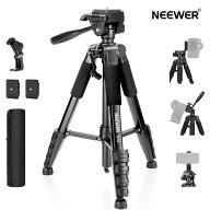 NEEWER BASICS 180cm カメラ三脚 ビデオカメラ三脚 スマホ三脚 3WAY雲台 スマホホルダー 撮影用三脚 アル…