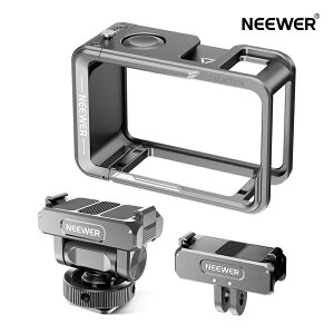 NEEWER アクションカメラケージキット Osmo Action 5 Pro 4 3用/マイク ビデオケージ アクションカメラアダプター クイックリリースコールドシューマウント/マグネット式マウントアダプター付き