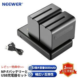 【★P20倍+5%OFF】NEEWER 2個入り 6600mAh互換用バッテリー USB充電器付き Sony NP-F550 570 750 770 970 960、Sonyハンディカム、NW CN160 CN-216 LEDライト、NW 759 74K 760フィールワールド、759 74K 760フィールドモニターに対応