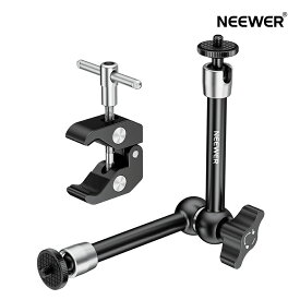 【★楽天1位獲得！】NEEWER スーパークランプ 1/4"と3/8"ネジ付き 15cm/25cm 調整可能なマジックアーム 両端1/4インチネジ付き 耐荷重2kg フラッシュ、LEDライト、マイク、モニター、ケージに対応 ST15C/ST25C