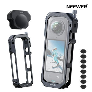 NEEWER �J�����P�[�WInsta360 X5�Ή� �ی�P�[�X Insta360 X5�ɑΉ� �A���~�����t���[�� �r�f�I���O �N�C�b�N�����[�X �}�E���g�A�_�v�^�[ 1/4�C���`�l�W �����Y�L���b�v �A�N�V�����J�����A�N�Z�T