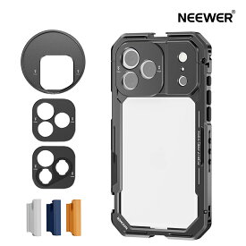 NEEWER スマホケージ iPhone 17 Pro Max対応 クイックリリース ビデオリグ スマホスタビライザーアクセサリー 67mmフィルターリング/17mmレンズバックプレート/Tマウントアダプター/4個カメラコントロールキャップ付き PA144