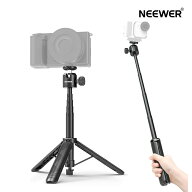 NEEWER Basics 自撮り棒 スマホ三脚 伸縮式 金属製スタンド ポータブル コンパクト ハンドルグリップ G7X…