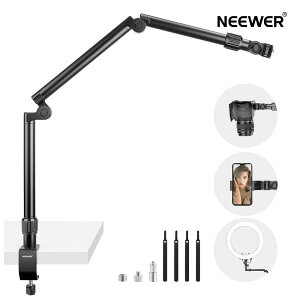 NEEWER カメラアーム 卓上 カメラ スタンド クランプ式 マイクスタンド マイクアーム アルミ合金製 3段可動式アームスタンド 1/4" 3/8" 5/8" ネジ付き リングライト/ミラーレスカメラ/スマホ/プロ