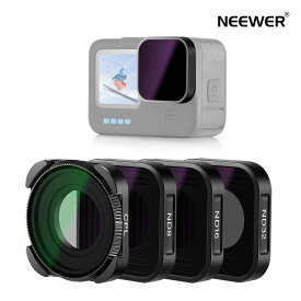 NEEWER 4個入りGoPro用フィルターセット ND8 ND16 ND32 CPLフィルター GoPro Hero 11 Hero 10 Black Hero 9に対応 マルチコーティングHD 超薄型アクションカメラアクセサリー