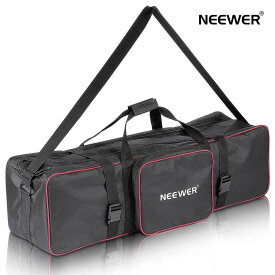 【★楽天1位獲得！】NEEWER 77x25x25cm 大型キャリングケース ストラップ付き 三脚、ライトスタンド、写真照明機器に適用 パッド入りコンパートメント、大きなクッションストレージ（黒/赤）