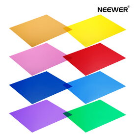 NEEWER 照明用カラーフィルター 8枚 30x30cm 透明色補正照明用ジェルフィルター　赤、黄色、オレンジ色、緑、紫、ピンク、水色、紺色