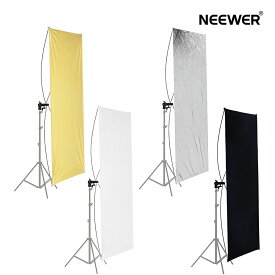 NEEWER 90x180cm4色レフ板 金／銀&黒／白両面ライト用レフ板、360度回転可能な固定用ブラケットが付き、キャリングボックスが付属