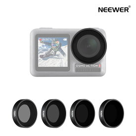 NEEWER 4パックフィルターセット DJI Osmo Action 1のみ対応 ND8/PL、ND16/PL、ND32/PL、ND64/PLフィルター含み 直接取り付け 防水と防油 屋外スポーツ適用 (ブラック)