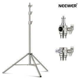 NEEWER 300cmステンレス鋼ライトスタンド ヘビーデューティ 1/4"-3/8"ユニバーサルアダプタ付き フォトスタジオスタンド　ソフトボックス、ストロボフラッシュモノライト、その他の写真機材に対応（シルバー）