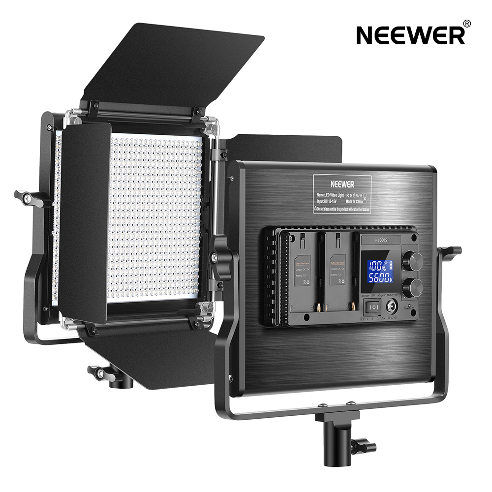 楽天市場】Neewer 最新改良660LEDビデオライト 調光可能 二色 3200K-5600K CRI96+LEDパネルライト  液晶スクリーン、Uマウントブラケット、バーンドア付き スタジオ撮影/YouTubeビデオ撮影用（NL660S） : neewer-store