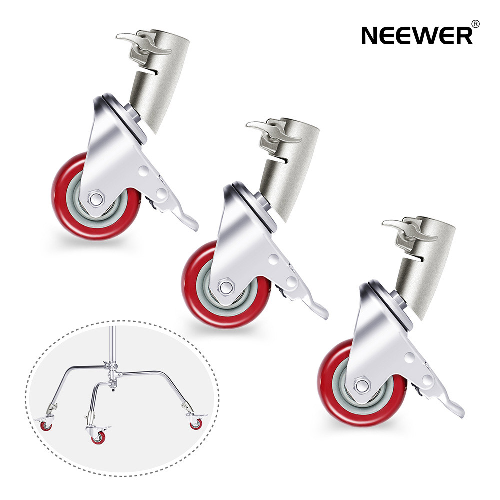 Neewer 3個 プロなキャスターホイール 直径75mm 耐久性のある金属構造 ゴムベース付き Neewer写真撮影Cスタンドのみ対応