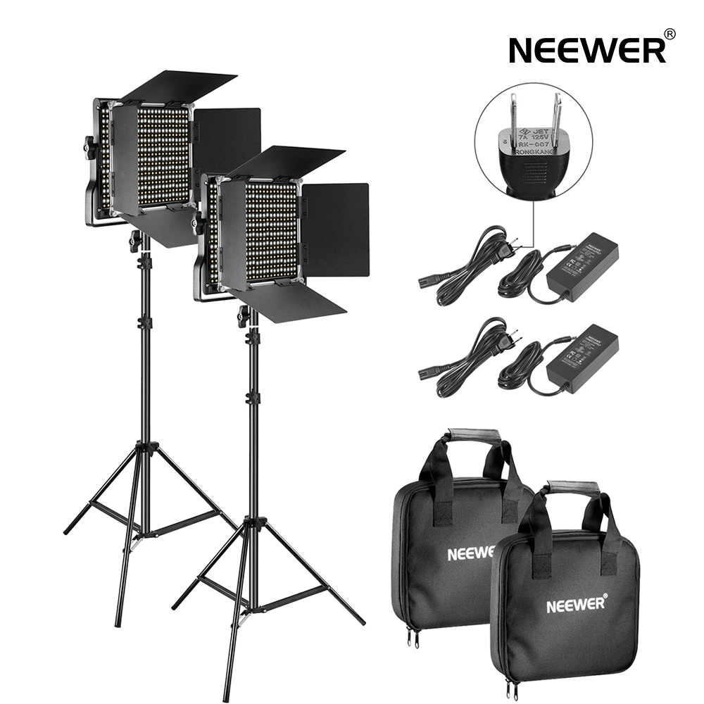 Neewer 2パック 二色660 LEDビデオライトとスタンドキット Uブラケットと遮光板付きの3200K-5600K CRI 96+  調光可能なライト、75インチライトスタンド スタジオ撮影とビデオ撮影用 | neewer-store