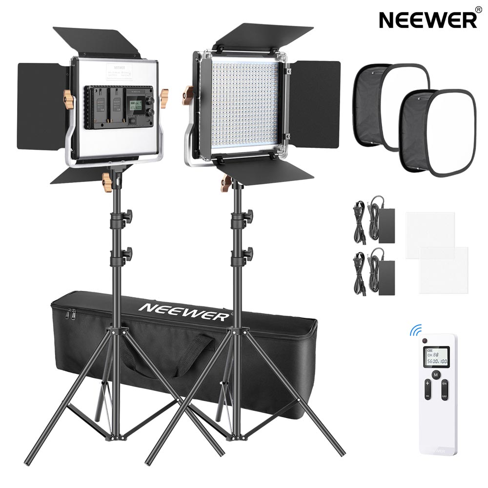 Neewer 2本セット 先進版 480LEDビデオライトセット　 撮影照明　三脚スタンド、リモコン、ソフトボックス、収納バッグ付き  調光可能な2色LEDパネル ポートレート、製品撮影用 | neewer-store