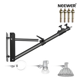 NEEWER 壁掛けブームアーム 三角形ベース付 180度回転 最大伸長66.5in/169cm スタジオ撮影 動画 ストロボ 照明 モノライト ソフトボックス 撮影用傘 レフ板に対応(黒)
