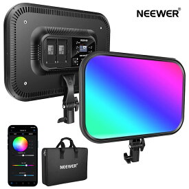 NEEWER 18.3インチ RGB LEDビデオライトパネル 撮影照明 LEDライト APPコントロール付き、360°フルカラー、1個 60W調光可能 2500K~8500K RGB 168 LED パネル、CRI/TLCI 97+、17の特別シーン効果付き ゲーム/YouTube/ズーム写真用