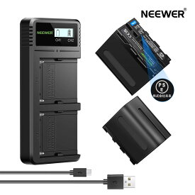 NEEWER カメラバッテリー充電器 急速充電器 USB充電器 2個6600mAh交換用NP-F970バッテリー付き Sony NP-F970 NP-F960 NP-F950 NP-F930 NP-F570 NP-F550 NP-F530 NP-F330バッテリーとSonyハンディカムに対応